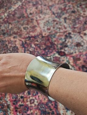 Silver Metal Wide Cuff Bracelet - Unbranded